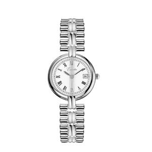 Reloj elegante para mujer con esfera redonda de estilo vintage y correa de acero sencilla. - Product Image 1