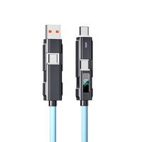 Câble de charge rapide 5A USB/Type-C 8 broches 4-en-1 en alliage d'aluminium de haute qualité avec conducteur en cuivre pur et blindage tressé pour ordinateur et téléphone