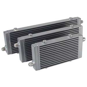 범용 알루미늄 엔진 오일 쿨러 열교환 기 소형 중형 대형 AN10 듀얼 패스 바 및 플레이트 오일 쿨러 열 실버 - Product Image 2