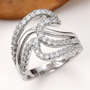 Anello Vintage a Strati con Onde per Donne, Gioiello da Dito Geometrico Irregolare alla Moda - Product Image 2