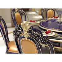 Ensemble table et chaises de salle à manger moderne de luxe en bois massif rond et cuir avec 8 chaises au design antique pour le dîner