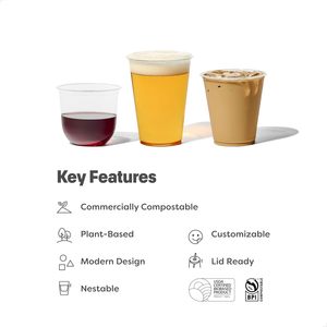 Vaso Desechable Personalizado Biodegradable de PLA, PP, PET con Tapa para Jugos, Smoothies y Fiestas - Product Image 4