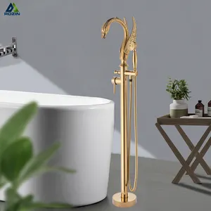 Rozin robinet de baignoire doré pivotant, mitigeur à poignée unique de Style cygne robinet de douche de salle de bains
