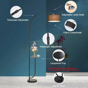 Lampe sur pied en arc JYLIGHTING <span class=keywords><strong>avec</strong></span> base en marbre de luxe, certifiée UL, en acier inoxydable et en tissu, éclairage pour villa, salon, intérieur élégant - Product Image 4