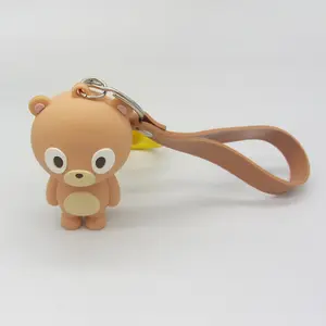 Custom Logo 3D Bear Keychain Soft PVC Rubber With Zinc Alloy Metal And Plastic Printed And Cast For Souvenir