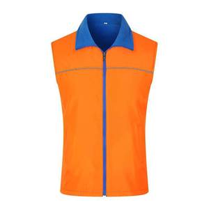 Chaleco reflectante de seguridad, color azul naranja, con cremallera, unisex, ropa de trabajo de otoño, alta visibilidad - Product Image 1