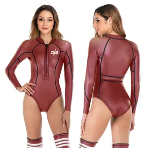 DIVESTAR-Bikini personalizado de neopreno superelástico, traje de baño de alta calidad de piel lisa para mujer