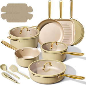 Juego de Utensilios de Cocina de 19 Piezas con Revestimiento Antiadherente de Titanio de Alta Resistencia - Sartenes - Sartén Profunda - Apto para Lavavajillas, <span class=keywords><strong>Horno</strong></span> y Todas las Estufas - Product Image 1