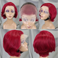Perruque brésilienne courte et vierge, coupe bob, pré-épilée, sans colle, avec dentelle transparente, cheveux humains de haute qualité