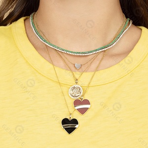 Collar de Latón con Baño de <span class=keywords><strong>Oro</strong></span> de 18k y Madreperla en Forma de Corazón <span class=keywords><strong>para</strong></span> Mujer, Éxito de Ventas de Gemnel Party - Product Image 3
