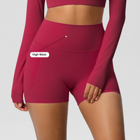 Shorts de sport et de fitness pour femmes, couleur unie, taille haute, coupe ajustée, effet push-up, pour yoga et cyclisme, vente en gros