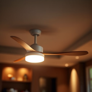 Ventilatore da soffitto Helix con luce, pale in legno da 52 pollici, telecomando, per uso interno - Product Image 3