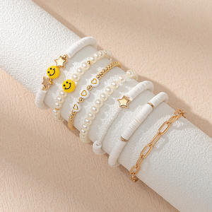 Pulsera <span class=keywords><strong>de</strong></span> Flores <span class=keywords><strong>de</strong></span> Arcilla con Cuentas <span class=keywords><strong>de</strong></span> Cristal Bohemio para Mujer, Brazalete Apilable con Cuentas, Joyería para Vacaciones en la Playa - Product Image 5