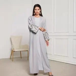 Высокое качество арабский Дубай Модная элегантная женская одежда Кардиган вышитое платье абайя