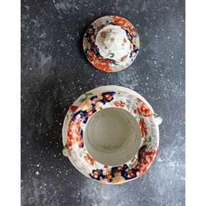 Petite casserole à sucre en fer de Mason, motif Imari, début/milieu du XIXe siècle, en métal, pour la cuisine ou la décoration de mariage, pour les restaurants - Product Image 2