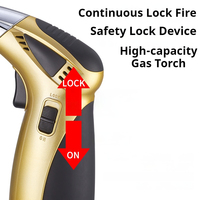 Briquet torche à gaz rechargeable de haute qualité pour la cuisine domestique et le barbecue en plein air avec réservoir de gaz de grande capacité à flamme de Jet réglable