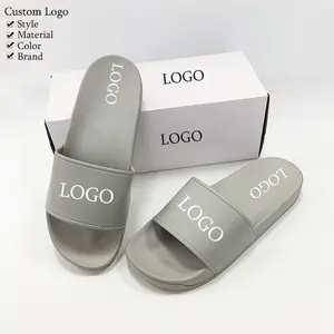 Latest Design Toddler Slides Men'S Grey Plain Slide Sandal Men Wholesale Rubber Sandal Slipper Custom Logo Flat Slipper