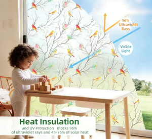 Autocollants en verre dépoli sur mesure, décorations d'oiseaux peintes, <span class=keywords><strong>film</strong></span> opaque anti-regard indiscret pour la maison, la salle de bain, les fenêtres en verre - Product Image 1