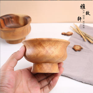 Cuenco Tibetano Retro Étnico Hecho a Mano de Madera Maciza de Acacia para <span class=keywords><strong>Leche</strong></span>/Ghee/Té, Cuenco Redondo para Niños - Product Image 4
