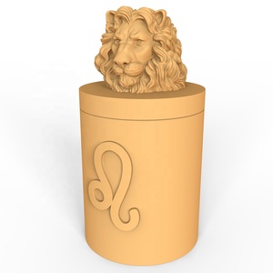 Commercio all'ingrosso una delle dodici costellazioni segno romantico regalo vaso di cemento cemento celeste giallo Leo figura candela barattolo con coperchio - Product Image 4