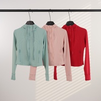 [En stock] Veste courte à capuche en nylon doublée de paillettes pour femmes, respirante, coupe ajustée, pour le yoga, la remise en forme et les sports