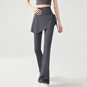 Legging de yoga évasé 2-en-1 avec jupe intégrée, taille haute élastique, effet push-up fessier, longueur intégrale, respirant et effet ventre plat - Product Image 3