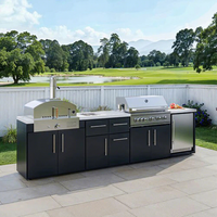 Meuble de cuisine extérieur en acier inoxydable 304, résistant aux intempéries, avec plateau en marbre, fabrication sur mesure, certifié CE, durable