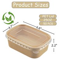 Bol à salade en papier kraft brun avec couvercle en PET, jetable, écologique, à double paroi, à paroi simple