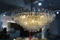 Lámpara Colgante YH de Techo Alto, Diseño Antiguo de Cobre y Latón con Cristal, Lámpara de Araña de Cobre para Isla de Cocina