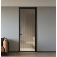 Porte coulissante en alliage d'aluminium, double vitrage trempé, design mid-century, finition thermolaquée, résistante aux intempéries, pour cave à vin, hôpital