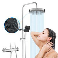 Ensemble de douche mural thermostatique moderne en acier inoxydable avec pommeau de douche pluie et mitigeur