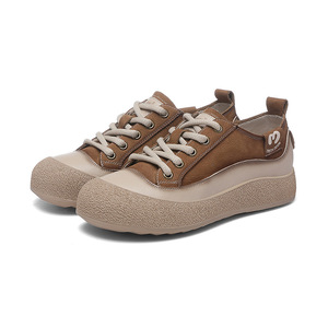Baskets décontractées en <span class=keywords><strong>cuir</strong></span> pleine fleur à lacets pour <span class=keywords><strong>femme</strong></span>, nouvelle collection Printemps/Automne 2025, style rétro, antidérapantes, à talon bas, tendance - Product Image 5