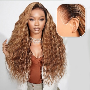 <span class=keywords><strong>Perruque</strong></span> bouclée bohème transparente HD 13x6 avec dentelle frontale, mèches, sans colle, avec cordon de serrage, en cheveux humains naturels, boucles naturelles - Product Image 1