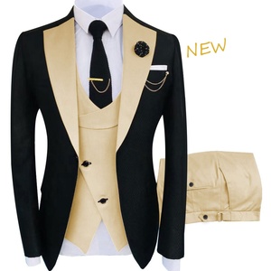 Costume <span class=keywords><strong>Homme</strong></span> Grande Taille Trois Pièces de Haute Qualité Coupe Slim <span class=keywords><strong>Veste</strong></span> <span class=keywords><strong>Pantalon</strong></span> Devant Plat avec Braguette Zippée <span class=keywords><strong>pour</strong></span> <span class=keywords><strong>Mariage</strong></span> Affaires - Product Image 4