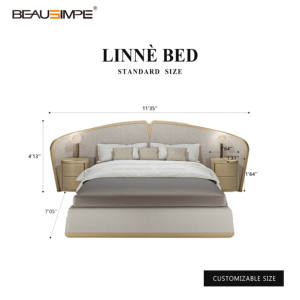 Marco de cama de tamaño king de lujo personalizable Linne, tela suave de alta calidad, diseño italiano moderno para villas silenciosas, muebles para el hogar - Product Image 5