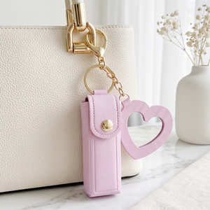 Portachiavi con Specchietto in Pelle PU a Forma di Cuore, <span class=keywords><strong>Specchio</strong></span> Portatile per Trucco, Regalo per Donne - Product Image 4