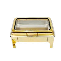 Nouvel Arrivage Réchauds de Buffet 9L en Acier Inoxydable, Chauffe-Plats Rectangulaires Dorés Hydrauliques
