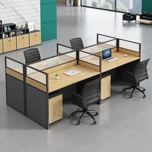 Professional 4 Person <b>Office</b> Cubicle <b>Workstation</b>, Modular Staff Desk with Drawer Storage, Modern Call Center Partition Desk Set - Product Image 1