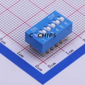 DS-06BP DIP Switch Through hole Component (THT) Switch Flat Toggle, Raised Type Single Pole Single Throw 6 2.54mm - Product Image 1