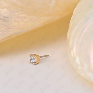 Gioiello Superstar in Oro Massiccio 14K con Zircone Bianco Senza Filettatura, Classico per Fidanzamento, Matrimonio, Regalo, Piercing Fine - Product Image 6