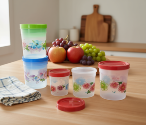 Contenants de stockage alimentaire en plastique avec couvercle à visser, impression de motifs floraux, 100 ml, 380 ml, 650 ml, 3 pièces, utilisation polyvalente en cuisine - Product Image 2
