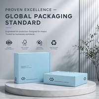 Boîte d'expédition en carton ondulé recyclable bleu clair personnalisée avec bande de déchirement à fermeture éclair, ouverture facile, logo imprimé sur mesure