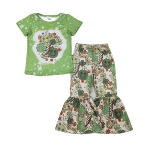 Conjuntos de Ropa Casual para Niñas de la Boutique RTS, Estilo Saint Patrick, 95% Algodón, 5% Spandex, Transpirables, Camiseta y Pantalones Acampanados - Product Image 1