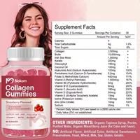 Complément alimentaire en gummies à la fraise, anti-âge, à base de biotine, de collagène, de protéines et de kératine, pour éclaircir la peau, avec biotine et vitamines C