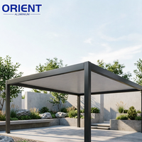 Pérgola Moderna Motorizada de Aluminio con Sistema de Techo de Láminas Ajustables para Patio Exterior, Jardín y Espacios de Vida al Aire Libre