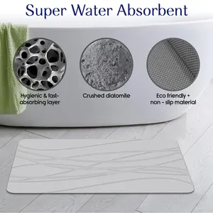 Tapete de banho personalizado Figoo, absorvente de água de secagem rápida e antiderrapante, tapete de pedra diatomácea dobrável, tapete de banheiro diatomáceas