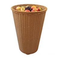 Grote PP Rattan Eco-vriendelijke lichtgewicht voorgemonteerde opbergmanden met handvat voor fruit en groenten, geschikt voor supermarkt schappen.