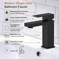 Robinet de salle de bain moderne en acier inoxydable 304, carré, monotrou, à poser sur le plan, mitigeur eau chaude/froide, OEM, pour salon et extérieur