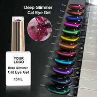 Vernis à ongles gel magnétique haute densité effet œil de chat 12 couleurs Private Label, 6 µm, sans base de couleur nécessaire