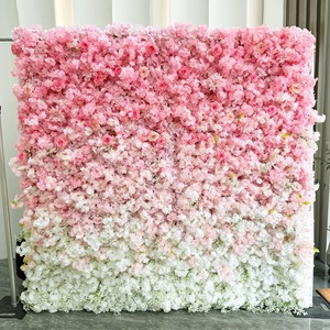 Panneau de fond mural 3D enroulable de 2,4 m x 2,4 m avec grandes roses roses artificielles en soie pour la décoration d'événements et de mariages - Product Image 6